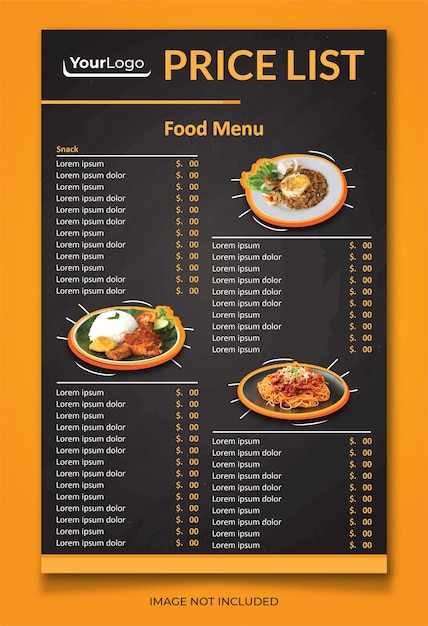 menu list for food