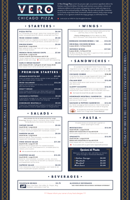 vero chicago pizza menu