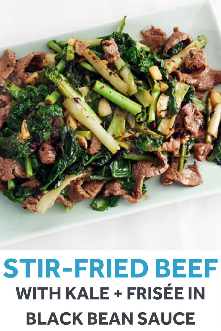 Quick Stir-Fried Beef with Kale, Frisée, and Black Bean Sauce
