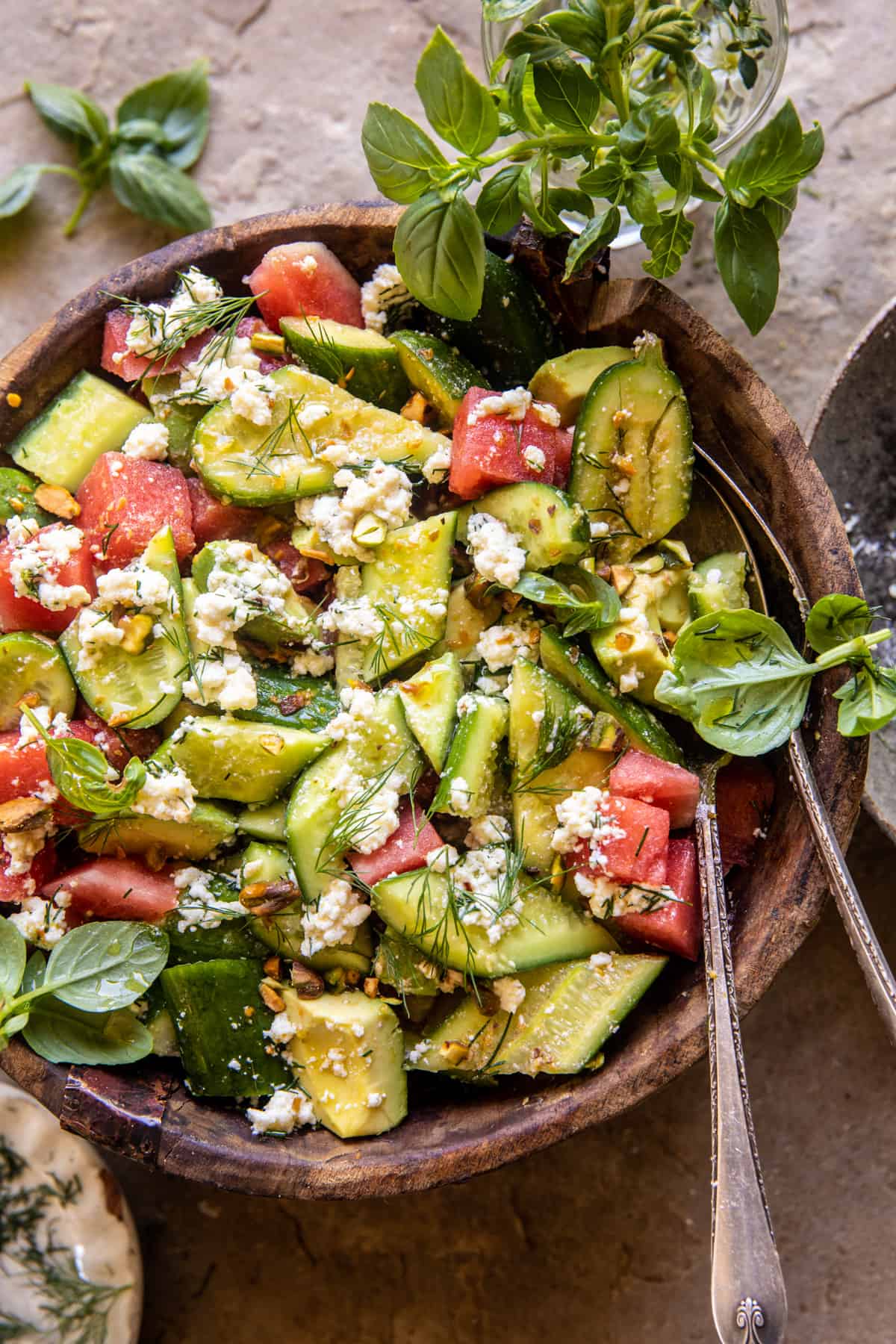Smashed Cucumber and Watermelon Summer Salad