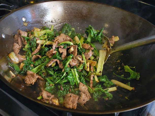 Quick Stir-Fried Beef with Kale, Frisée, and Black Bean Sauce