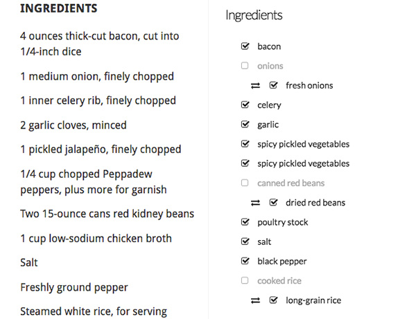 recipe list