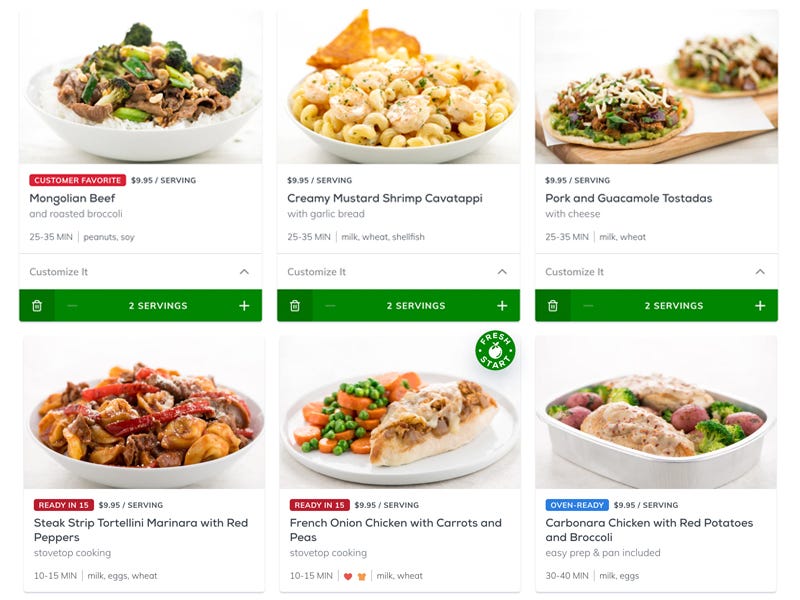 home chef menu options