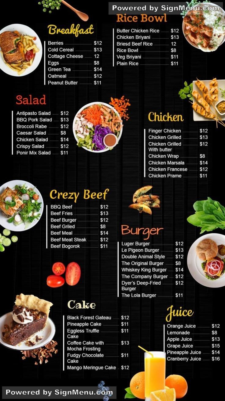 recipes restaurant menu