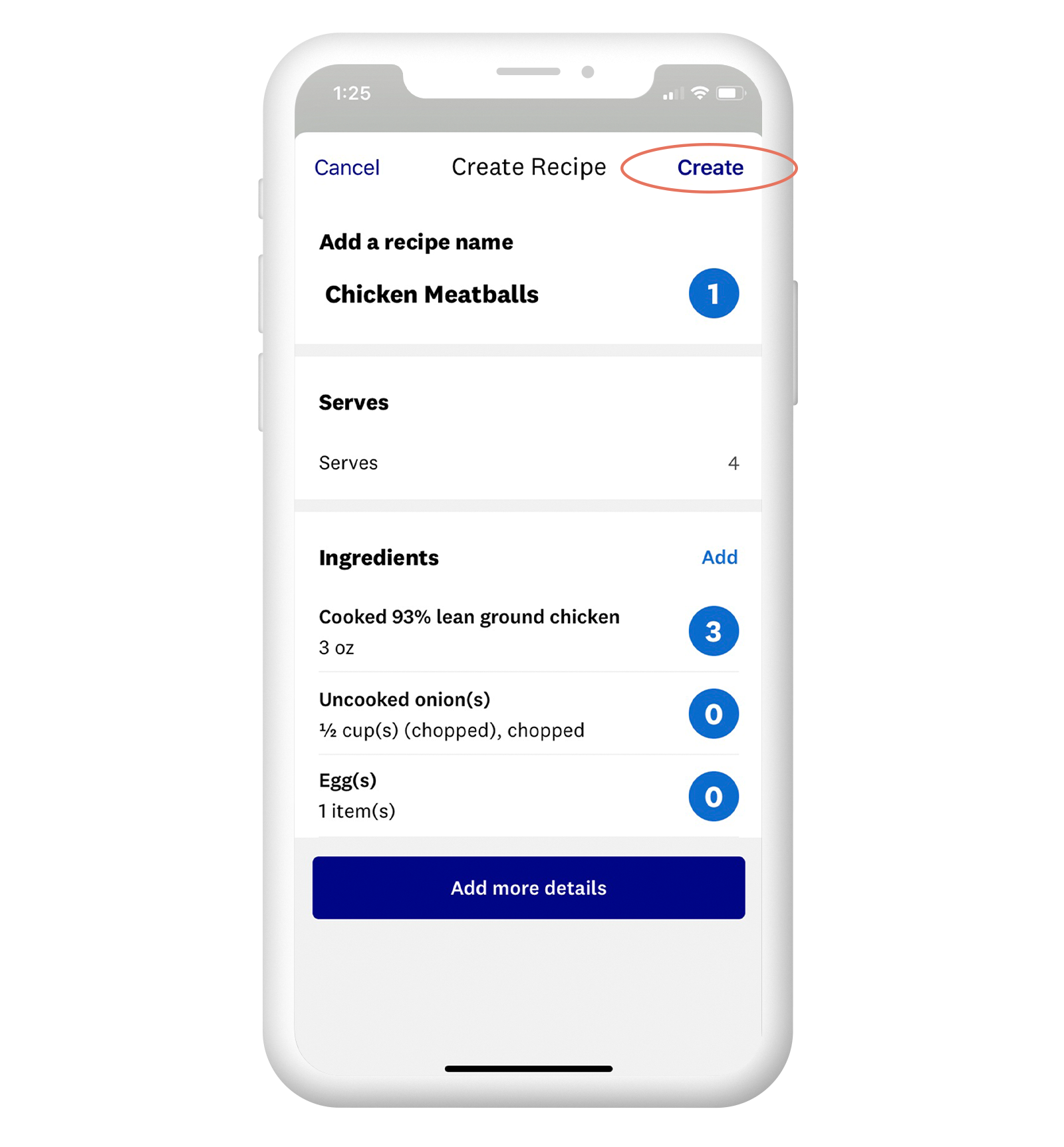how to create a recipe on weight watchers app